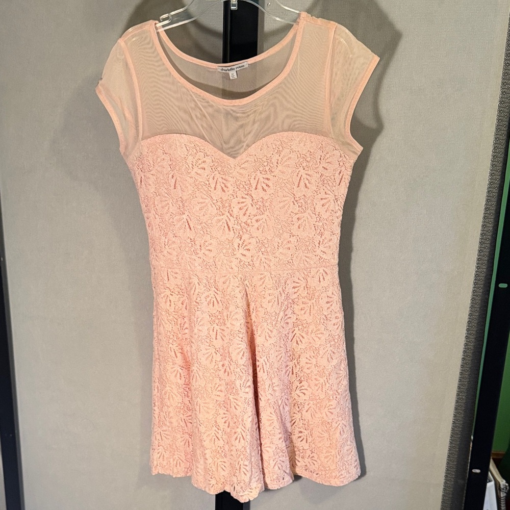 Charlotte Russe Light Peach Lace and Mesh Dress. Size medium